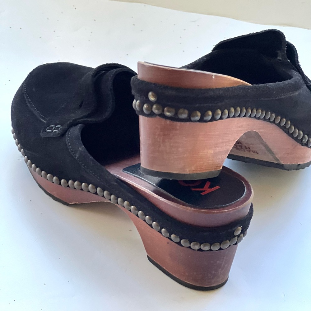 Michael Kors Black Leather Clogs - Size 10 real wooden sole, like NEW